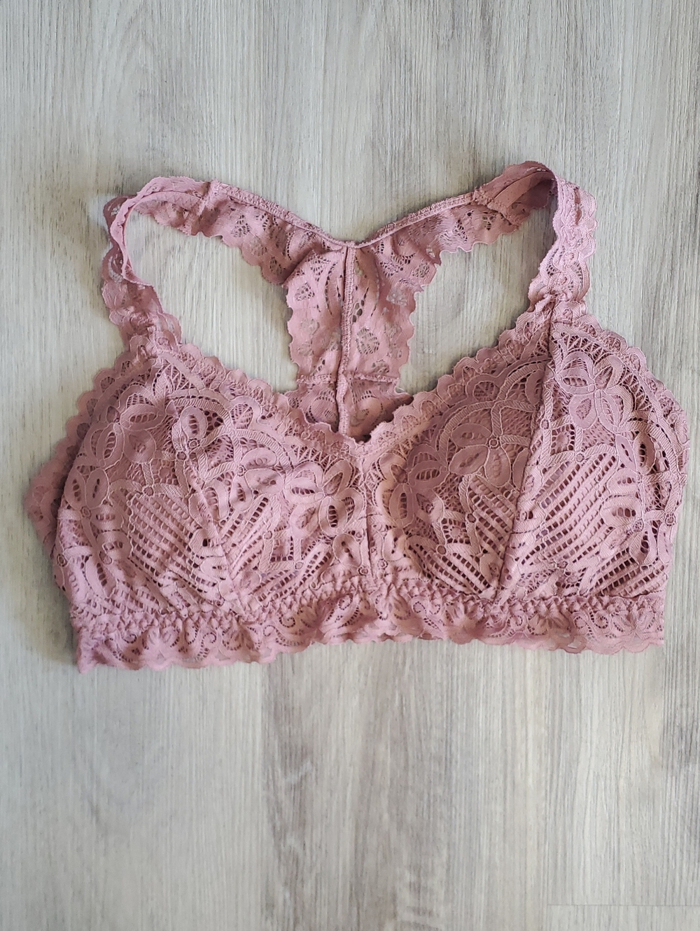 2/$20🌟 Size L - Dusty Rose Lace T-Back Bralette With Scalloped Edge - Maurices